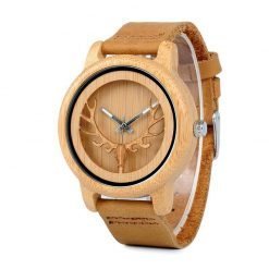 aspen – leather strap bamboo wood watch