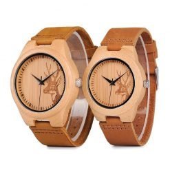 Chenille Bamboo Couple Wood Watch Set