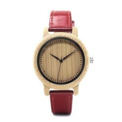 cherry – leather strap bamboo wood watch