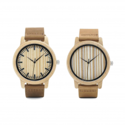 Chestnut – Leather Strap Wooden Bamboo Wood Wrist Watches
