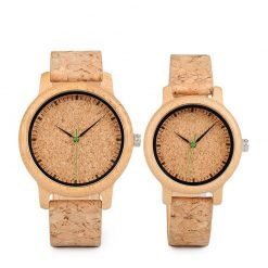 Loquat Bamboo Wood Couple Wooden Watches Set